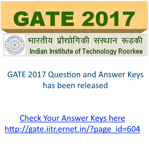 Graduate Aptitude Test in Engineering (GATE 2017) answer keys released 1 gate 2017 answer keys