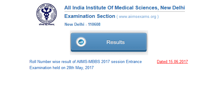 aiims mbbs entrance results