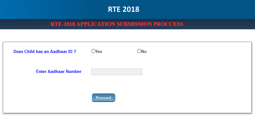 RTE 2018-19 Application Form- process for apply online