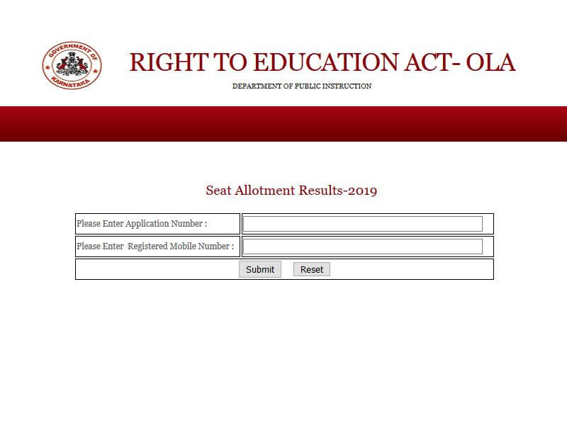 rte seat allotment 2019