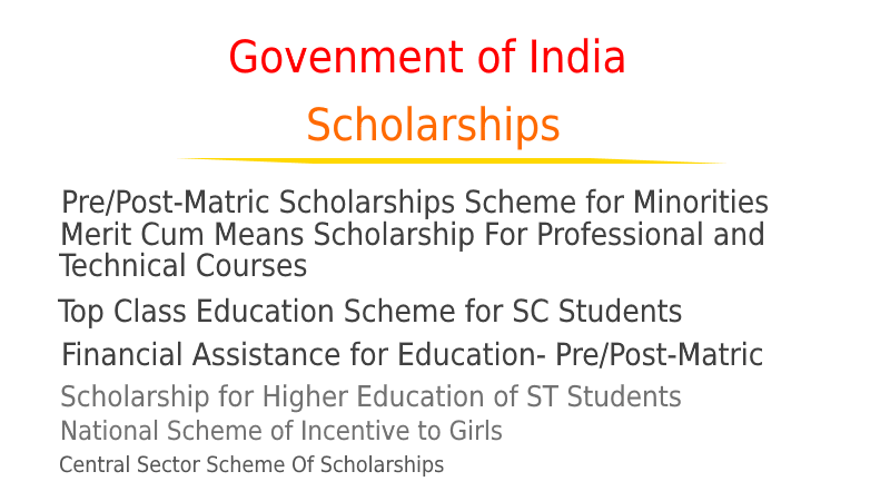 Central Govt sponsored scholarships