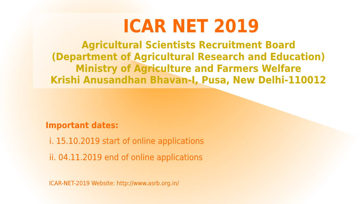 ICAR NET 2019