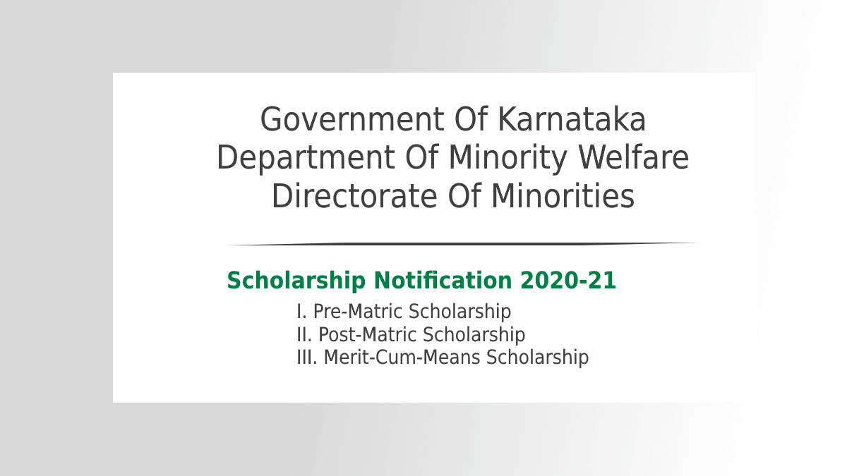 Government of Karnataka 2020-21 Scholarship Notification
